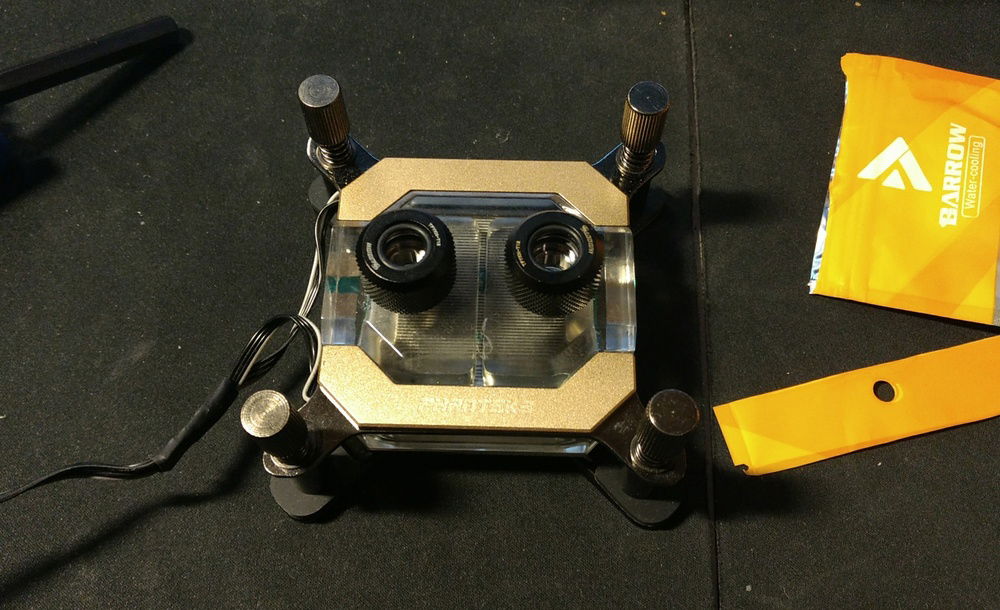 Repainted block, testing fittings color... (Yes I know it needs cleaning)