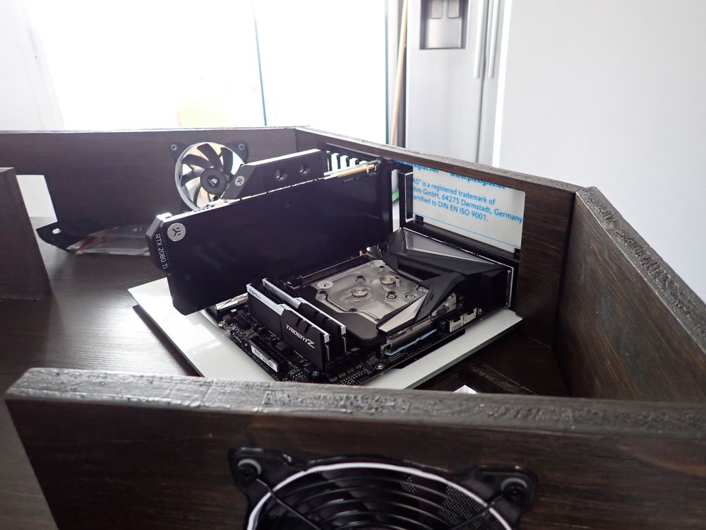 Test fit with the full motherboard/GPU to prepare the watercooling