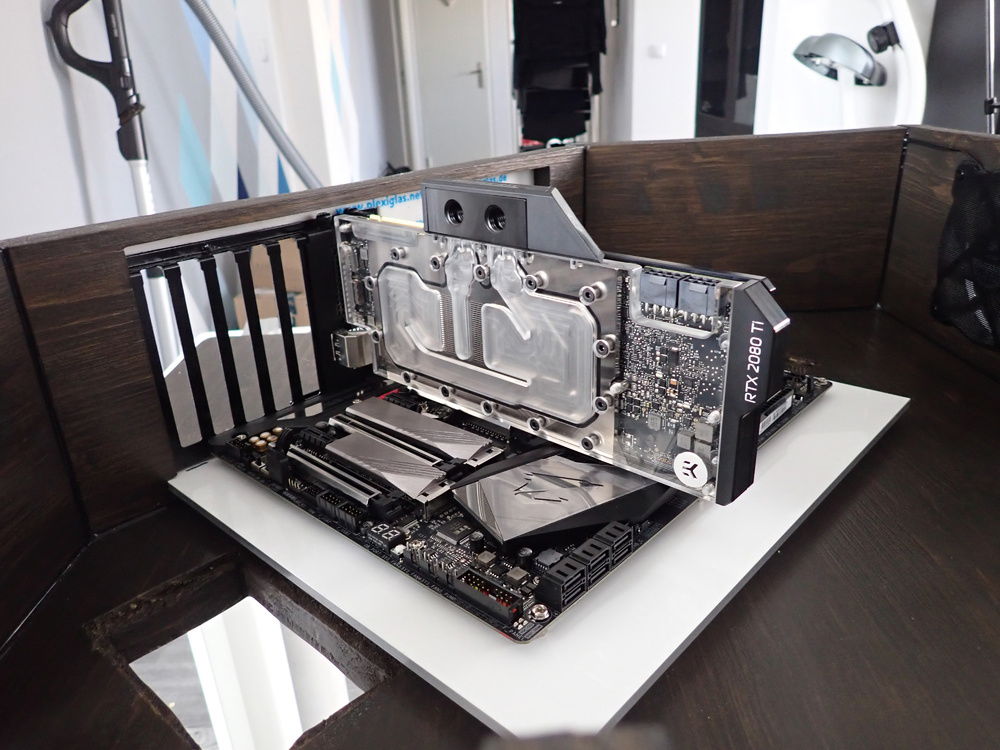 Test fit with the full motherboard/GPU to prepare the watercooling