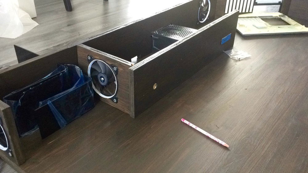 test fit for the hard drive cable holes