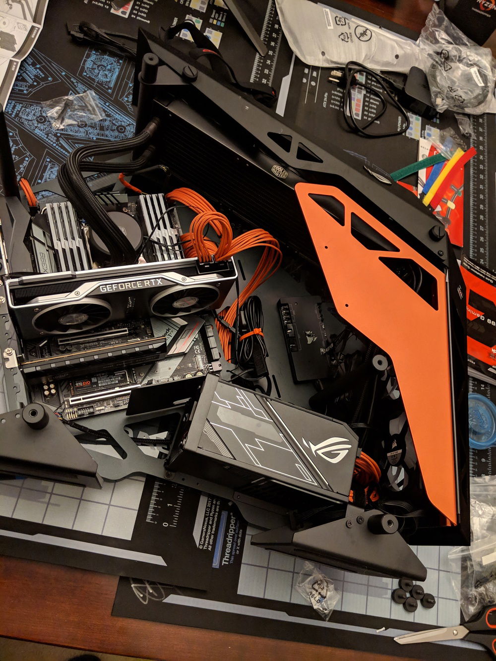 Basic build set up with first AIO cooler attempt.