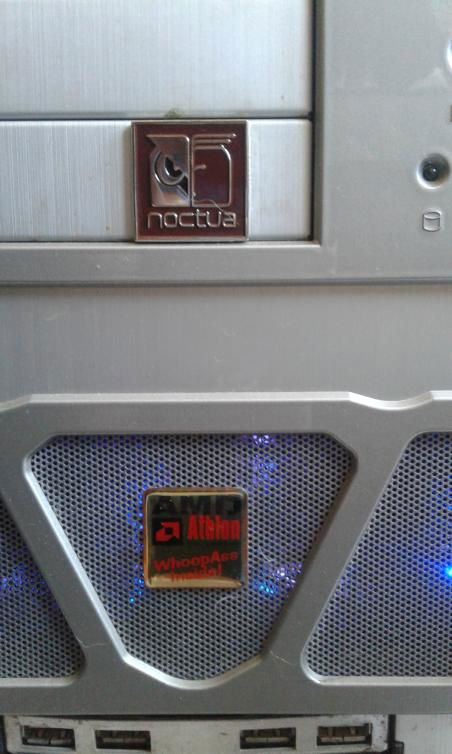 The sticker on the bottom says "AMD Athlon, Whoop Ass Inside!"