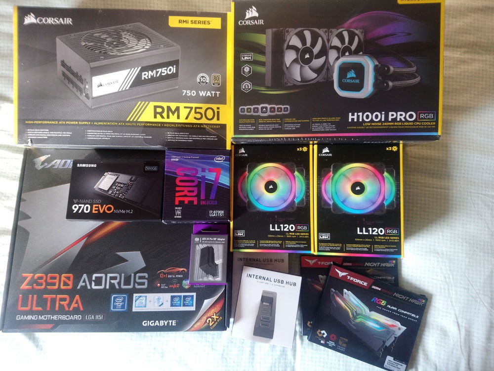 Most of the parts, 2x Corsair aircooling RGB pack (6 fans total)
Changed The power supply for a RM850i