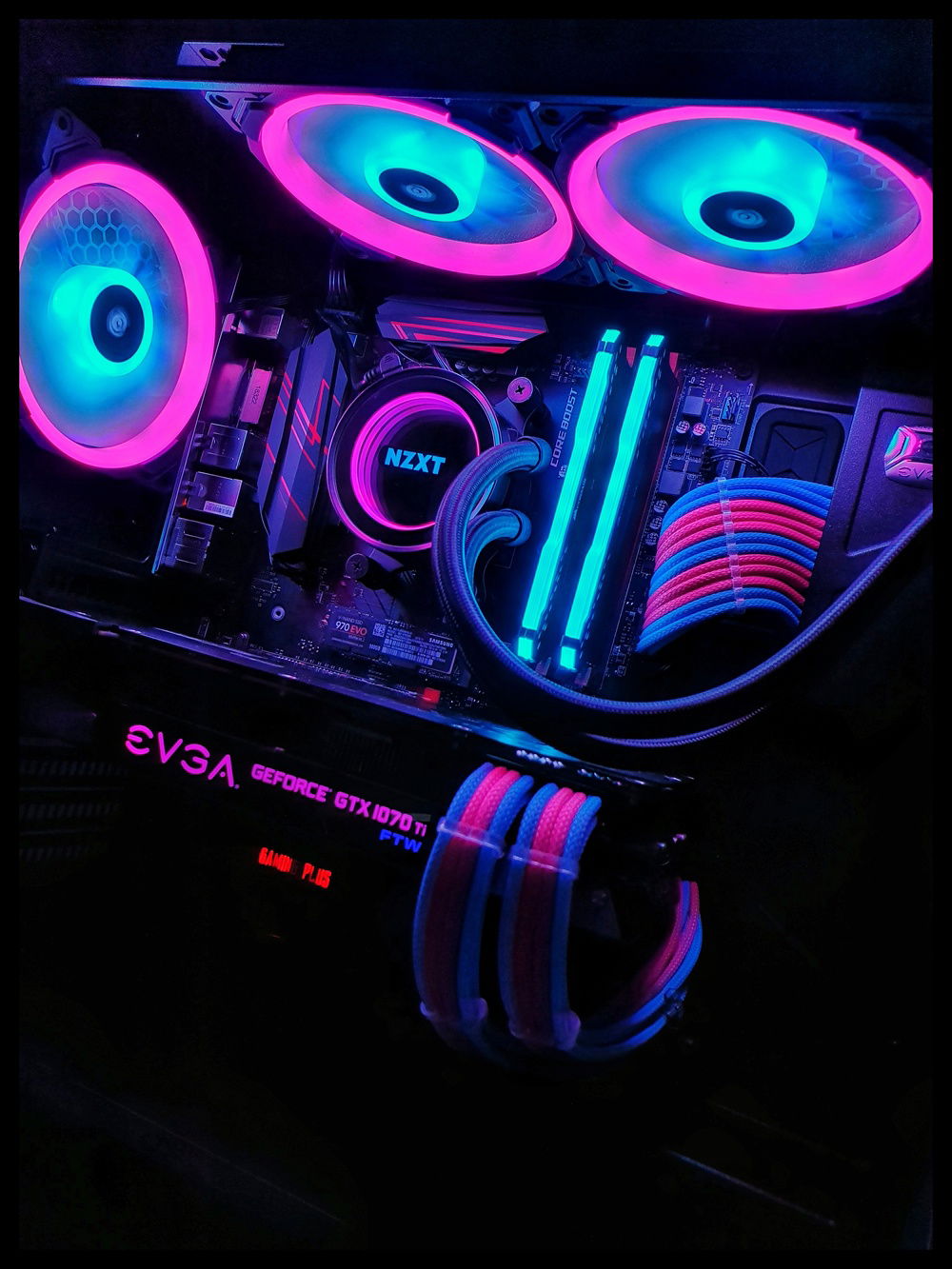 blue and pink pc build