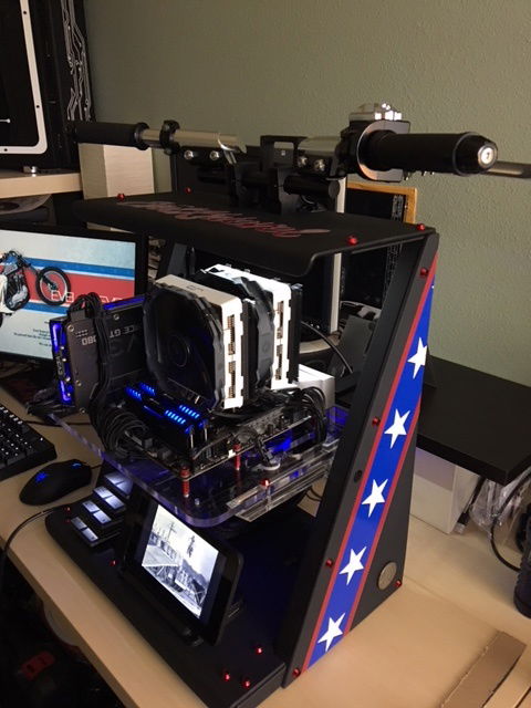 Huge Cryorig R1 Cooler meant to look like a small engine under the handlebars