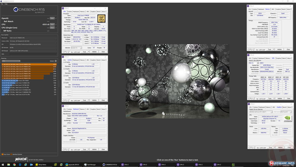 Cinebench R15 score: 4353 @ 4.5 GHz