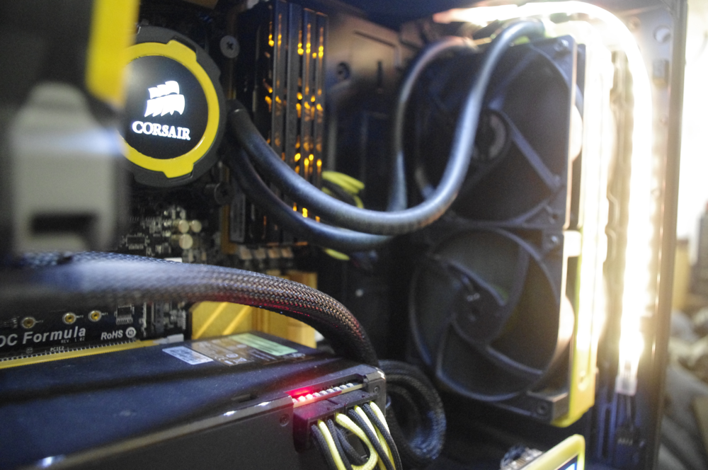 Original AIO (Corsair H100) before upgrade to the NZXT Kraken x52.