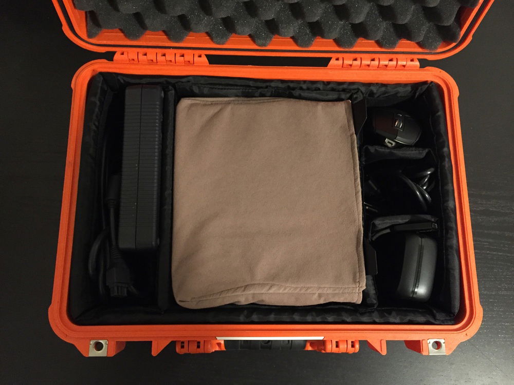 Just enough space for the power brick and peripherals