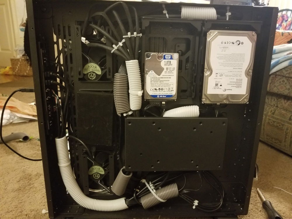 Cable management using electrical tubing from Home Depot