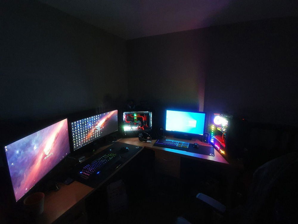 Both setups on the desk