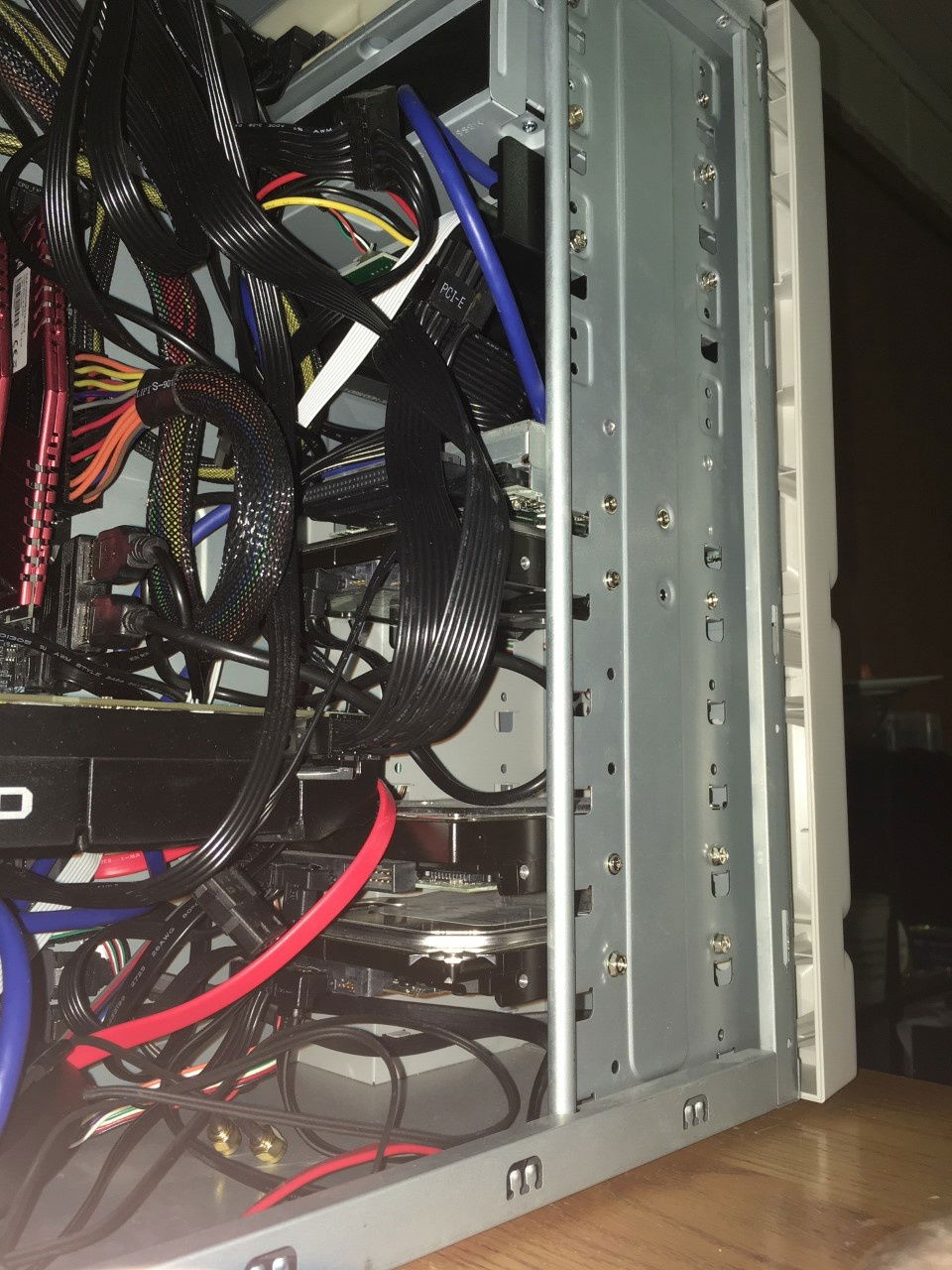 There's the other side of the inside . You can barely make out the adapters that allow the legacy drives to plug into a modern system. It's may be a mess, but the Beige Boomer is my mess; and a dang good one too!