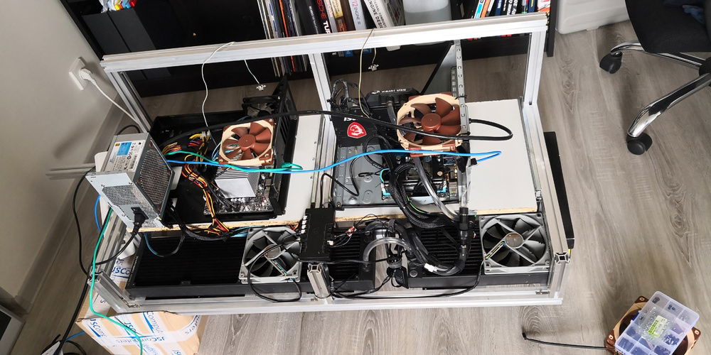 Overall picture of the build before complete disassembly to hang the frame structure.