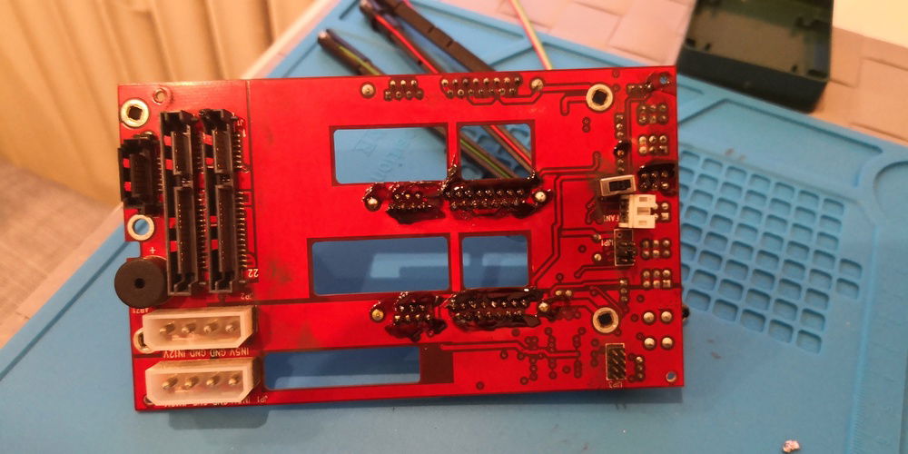 Fixed PCB before cleaning.