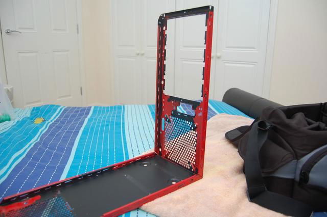 Using Fairy Power Spray to soften and scrape off the paint.  The factory powder coat was still intact underneath.