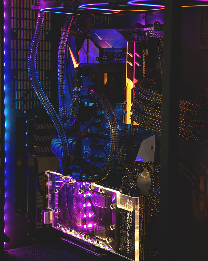 full inside view of the build, with the final rgb color scheme.