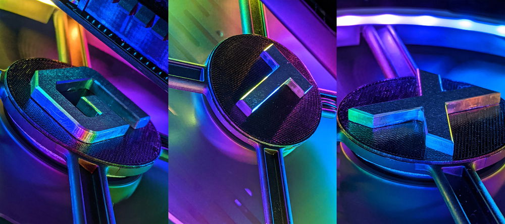 CNC'd GTX letters. Top is raw aluminum. Chamfered edges and then machined sides. Gives it a nice contrast when light hits it.