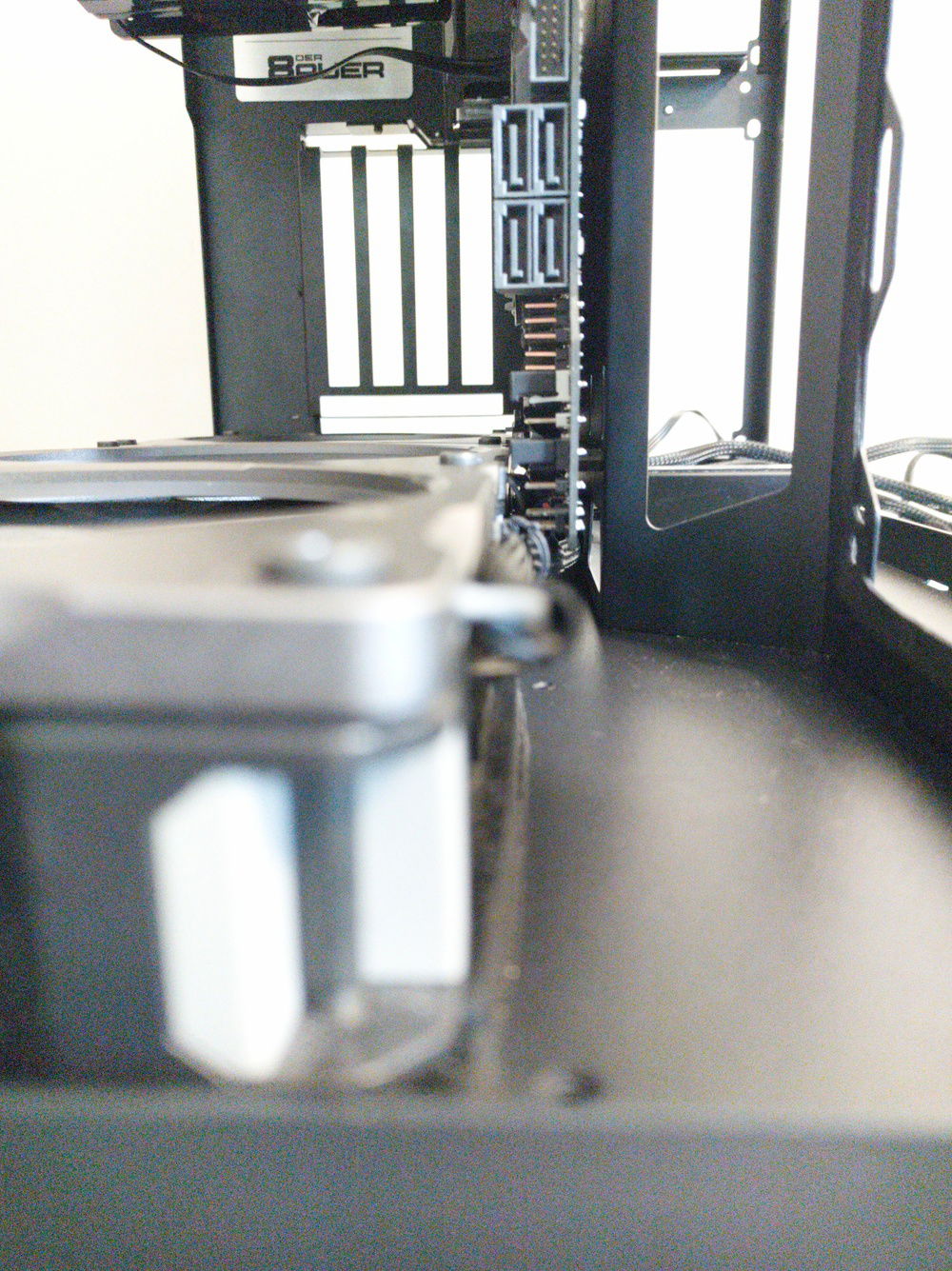 The bottom of the O11D is baaaarely compatible with 140mm fans (had to drill custom mounting holes). In hindsight, this was a dumb decision and I should have just stuck with the stock 120mm fans.