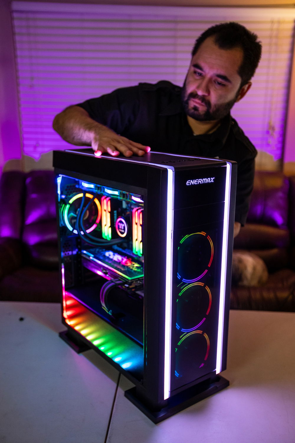 Buttoning it up, admiring the glow