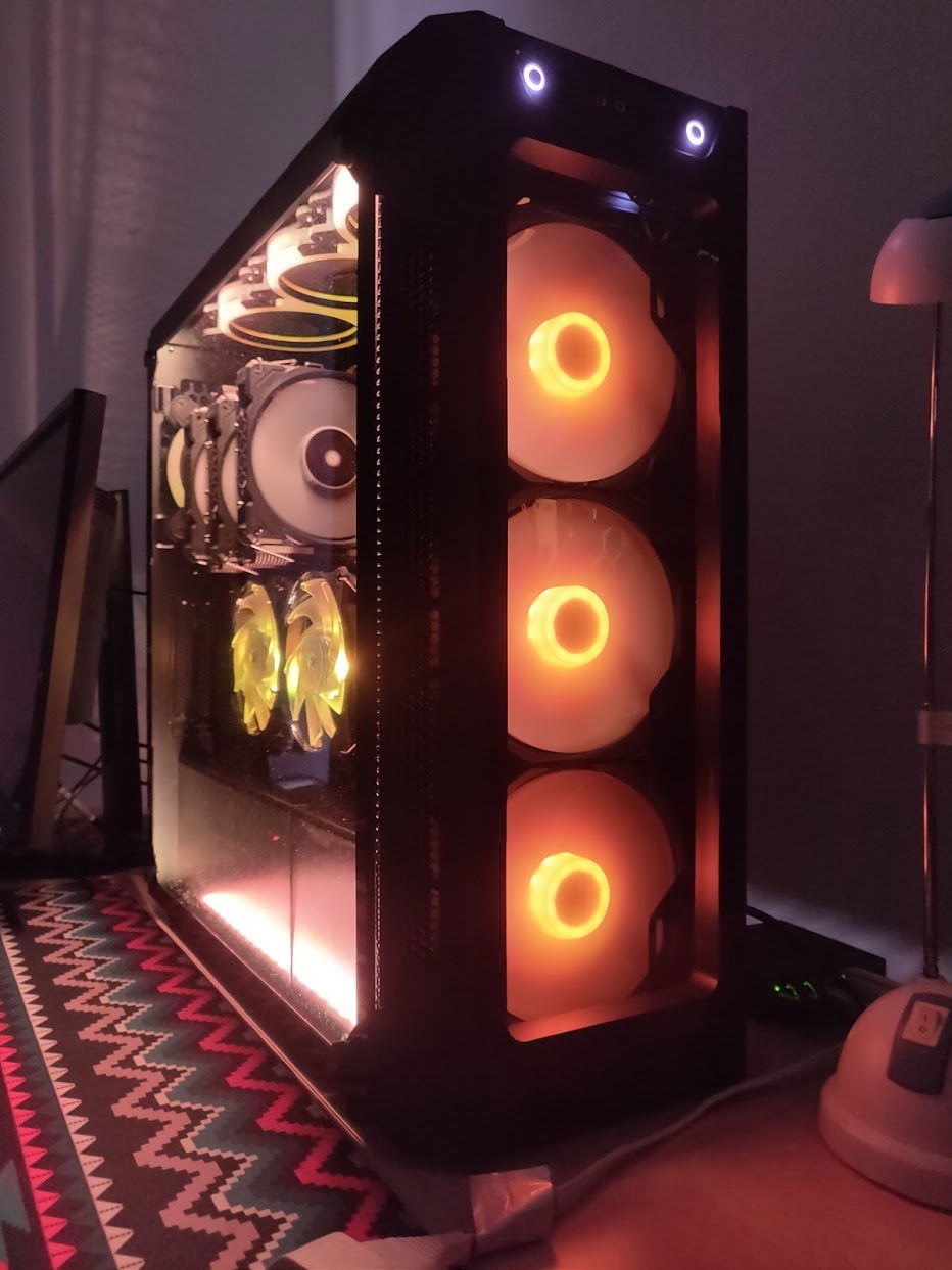 RGB lighting set to orange.