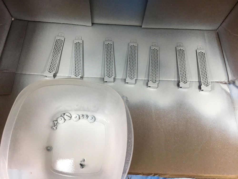 PCIE brackets and screws painted white