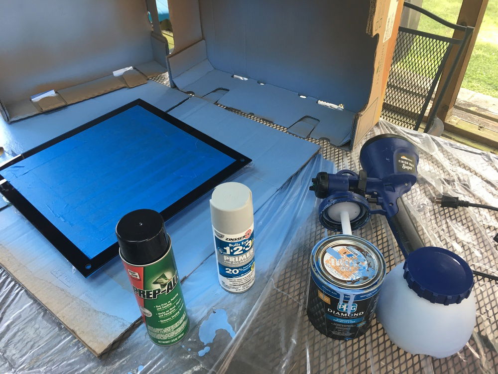 Tempered Glass panel sides painted Carolina Blue