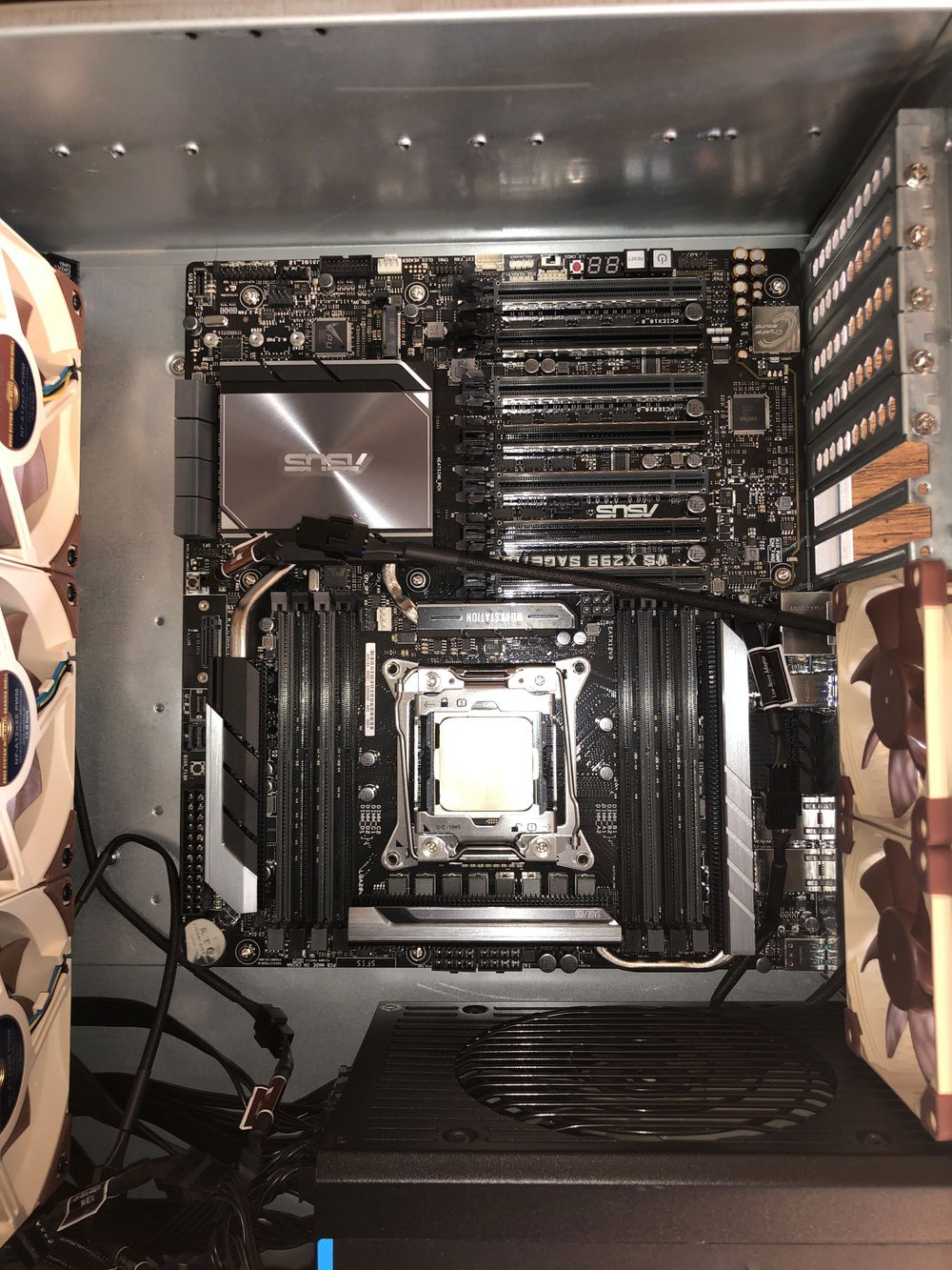 Motherboard installed.