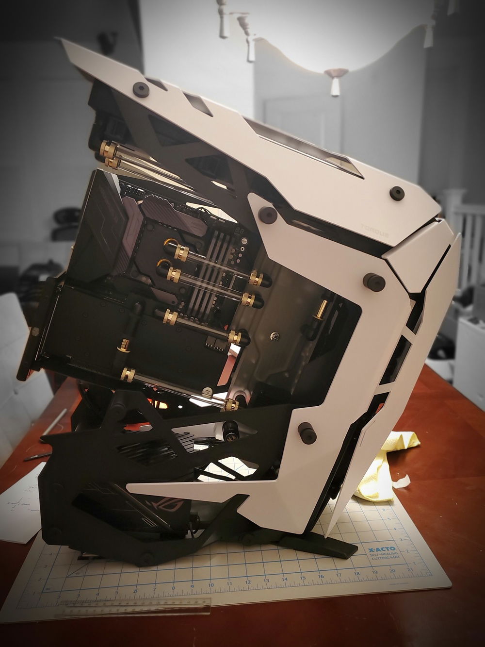 Water loop is ready for leak testing in the morning.