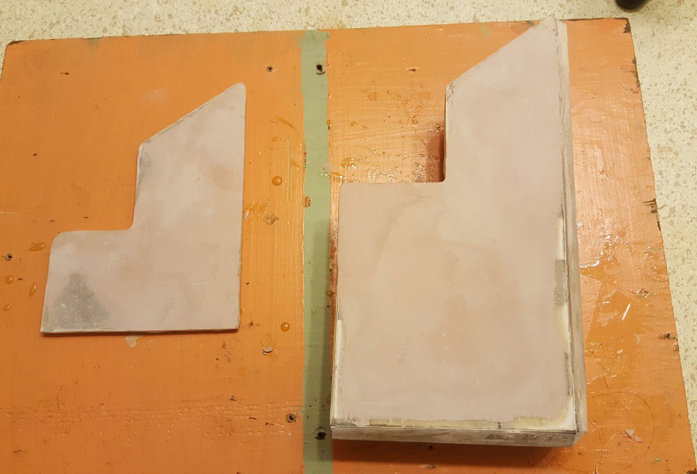 Fan shroud made from fiberglass and resin. 2nd bondo coat.