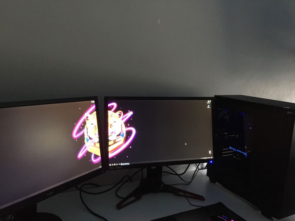 Rearranging setup and setting up new monitors.