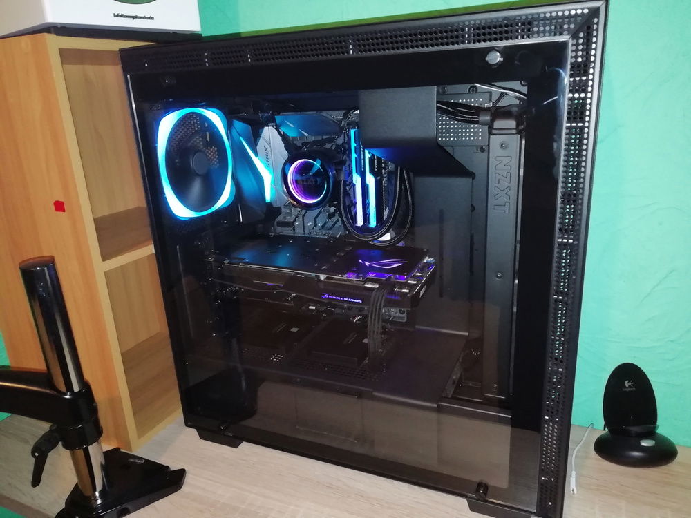 Photo makes the interior seem brighter.  In person it's all dark inside, save for the RGB.