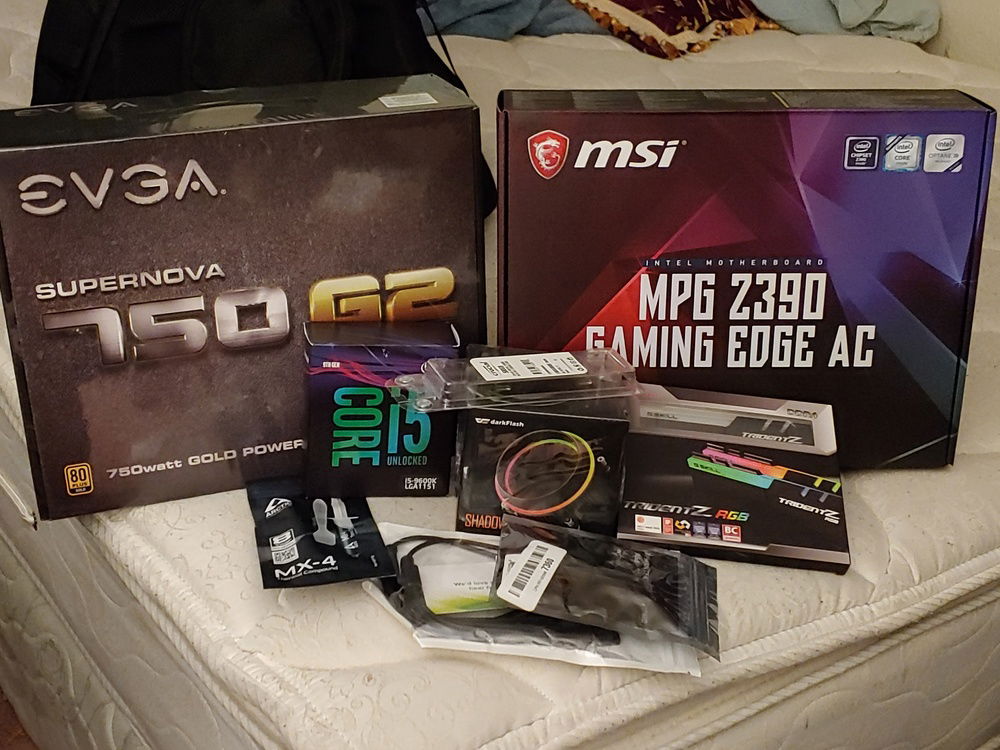 Parts for the build assembled (minus GPU)