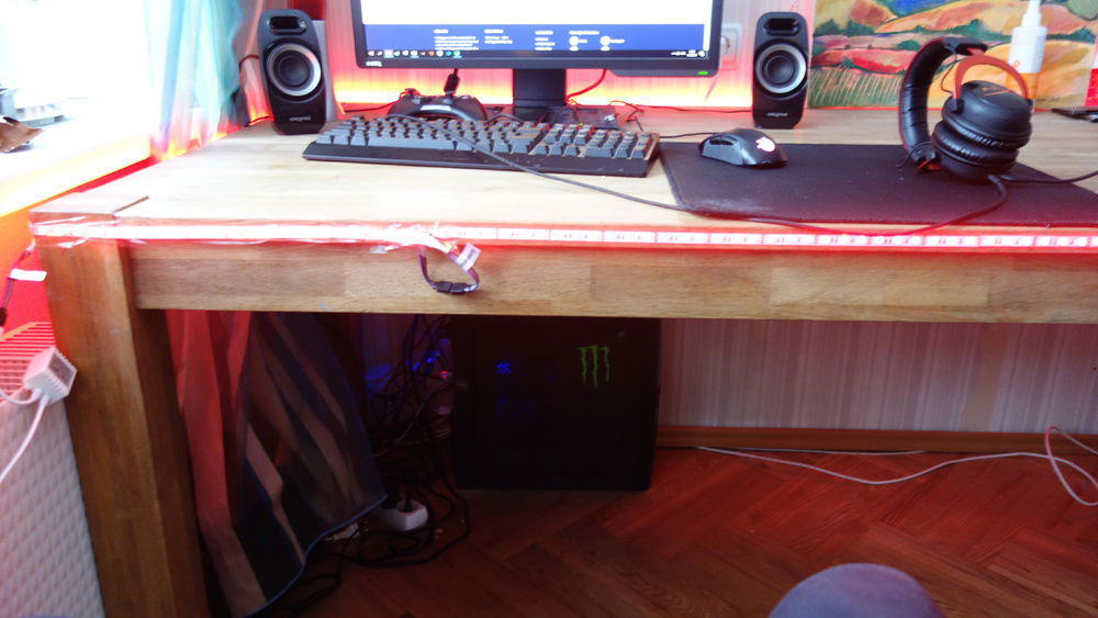 My pc is under my desk.