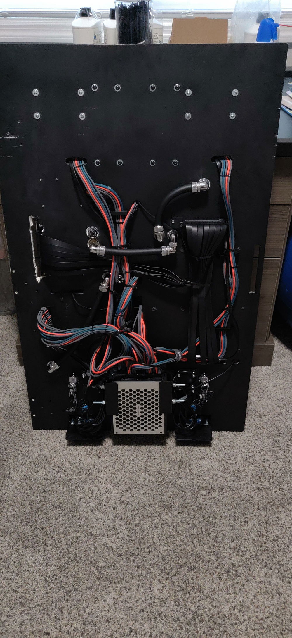 Back side completed.  Open ports connect to rads.