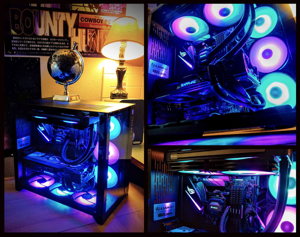 Collage of the Cosmic Elegy Workstation.