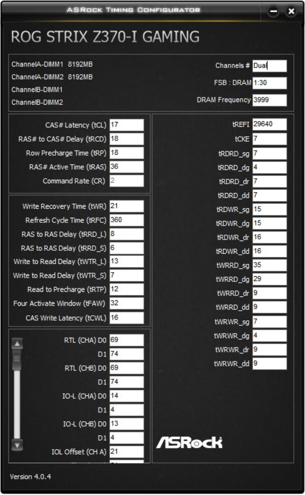 Memory overclock settings