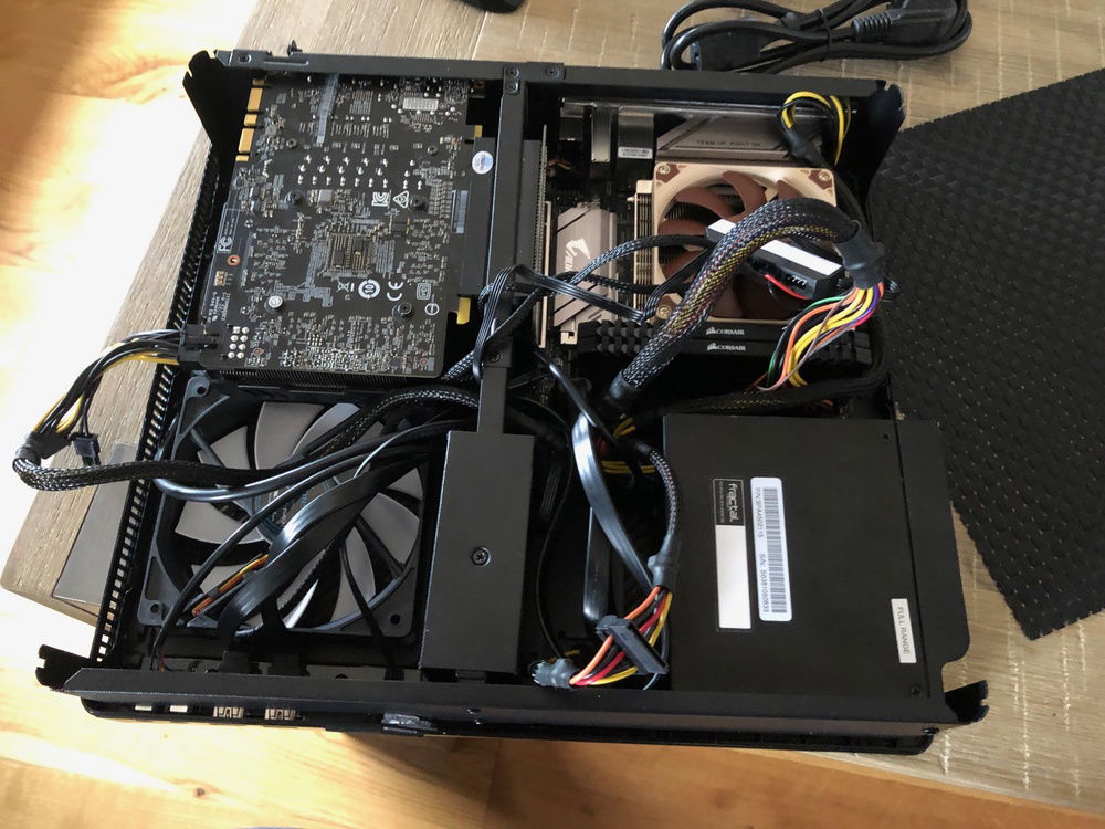 All the hardware installed. I added two fans that I had from another case that will stay in the Node 202 after I transitioned this system to the Sentry 2.0.