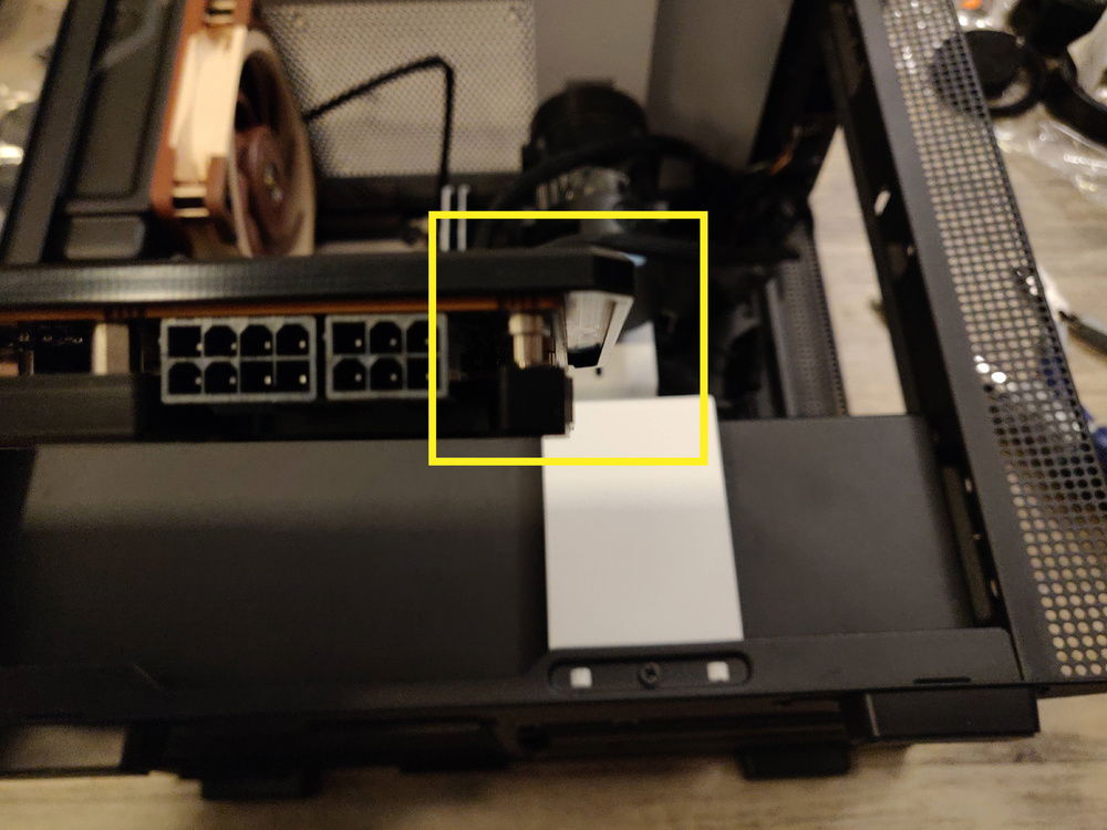 This is where the RGB strip had been attached to the GPU water block.