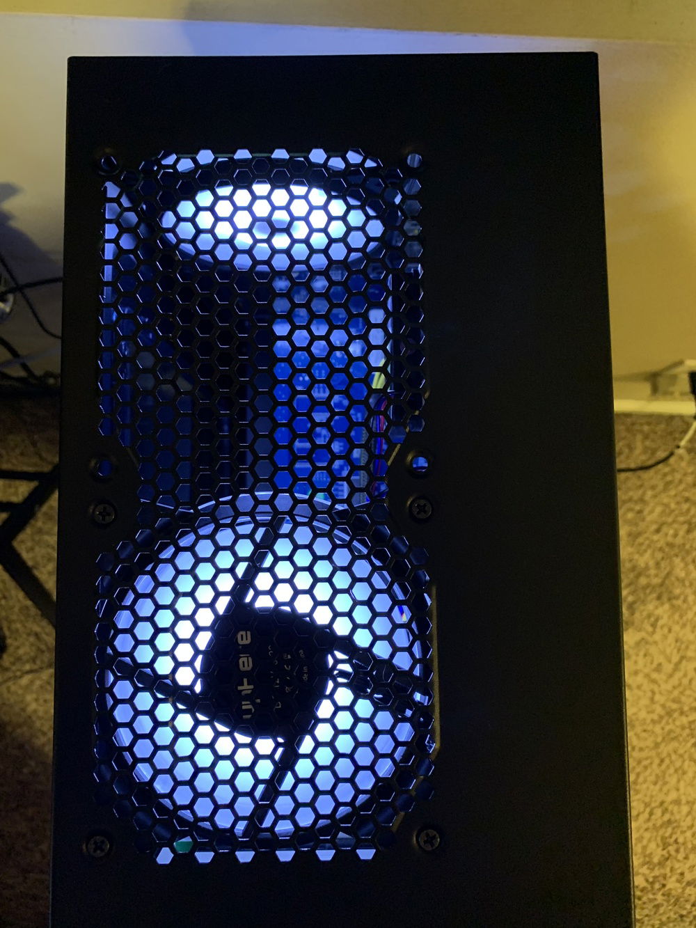 Top view of case exhaust vent with fans.