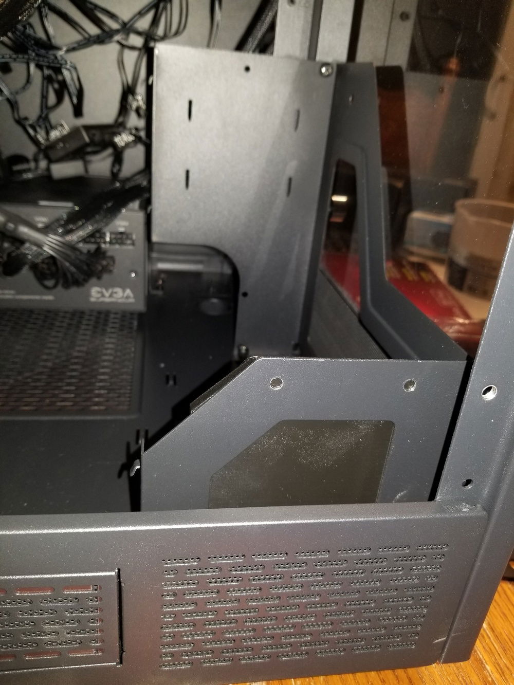 I decided to mount the pumps through the front metal trim to help tie everything together tightly.  Here you can see the need for the angled front face on the mounting block.