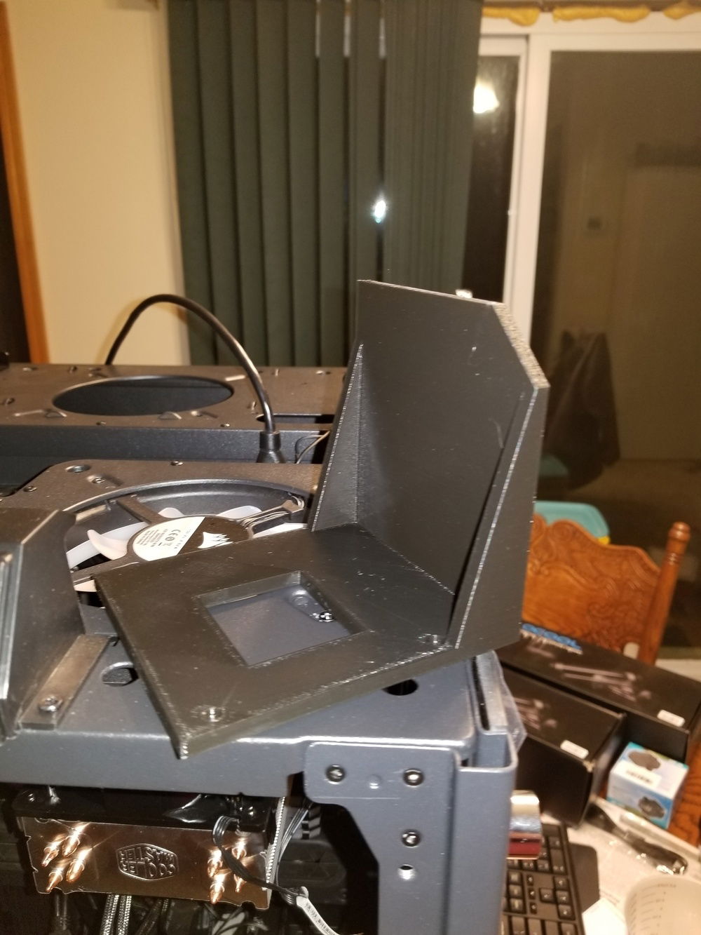 Here is one of the mounting blocks freshly printed.  It's pretty rigid, so I'm not sure the angled bracing is necessary, but it's there.