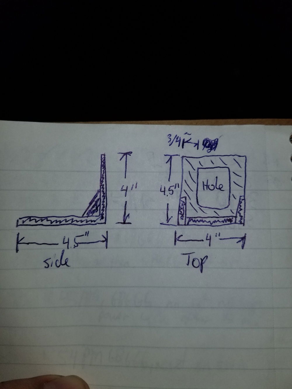 Rough sketch of some mounting brackets that will be 3D printed.