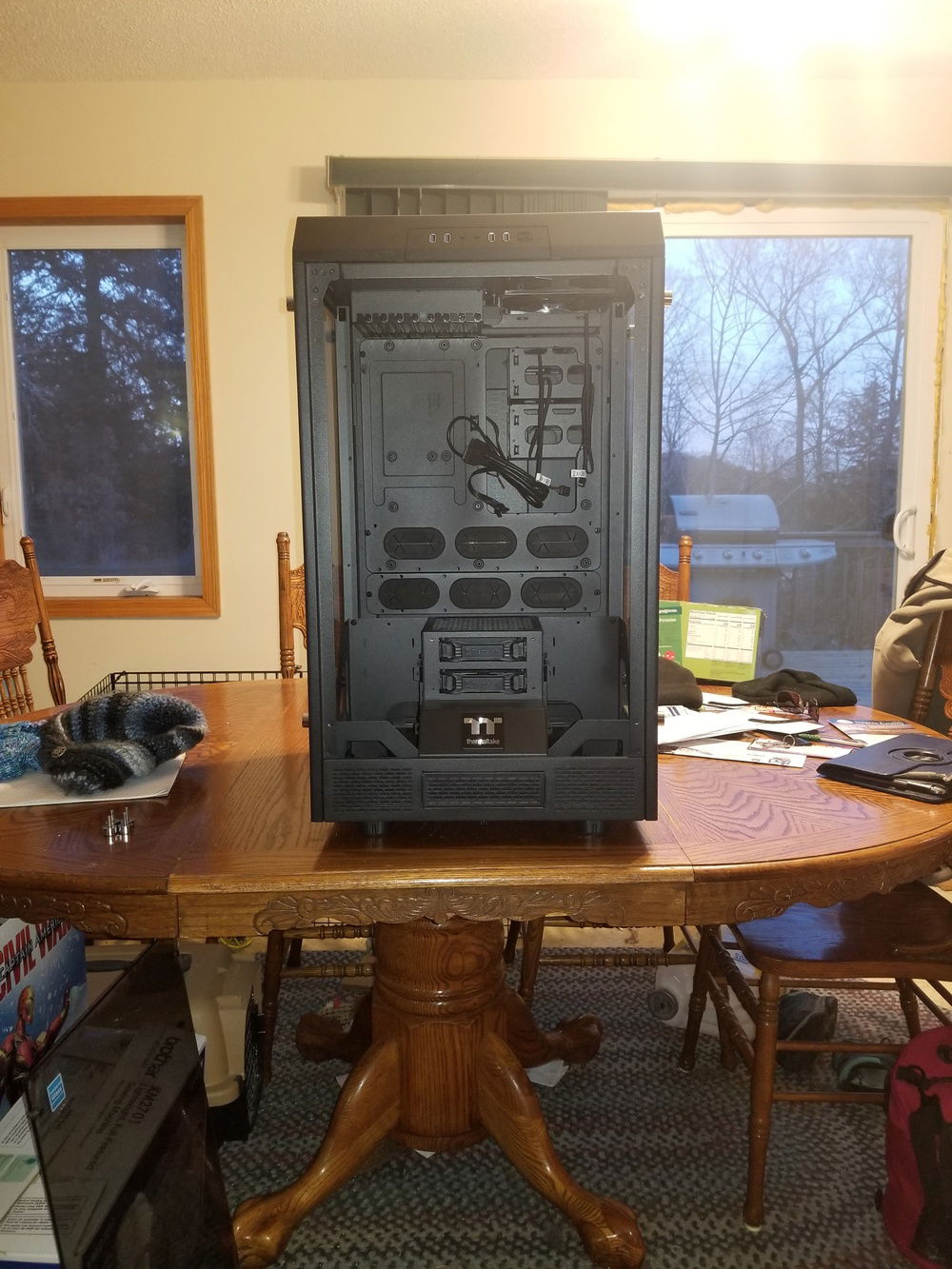 There's so much room to build in this thing.  I'm not sure how I'll utilize the lower set of pass-through grommets for the water cooling lines just yet.