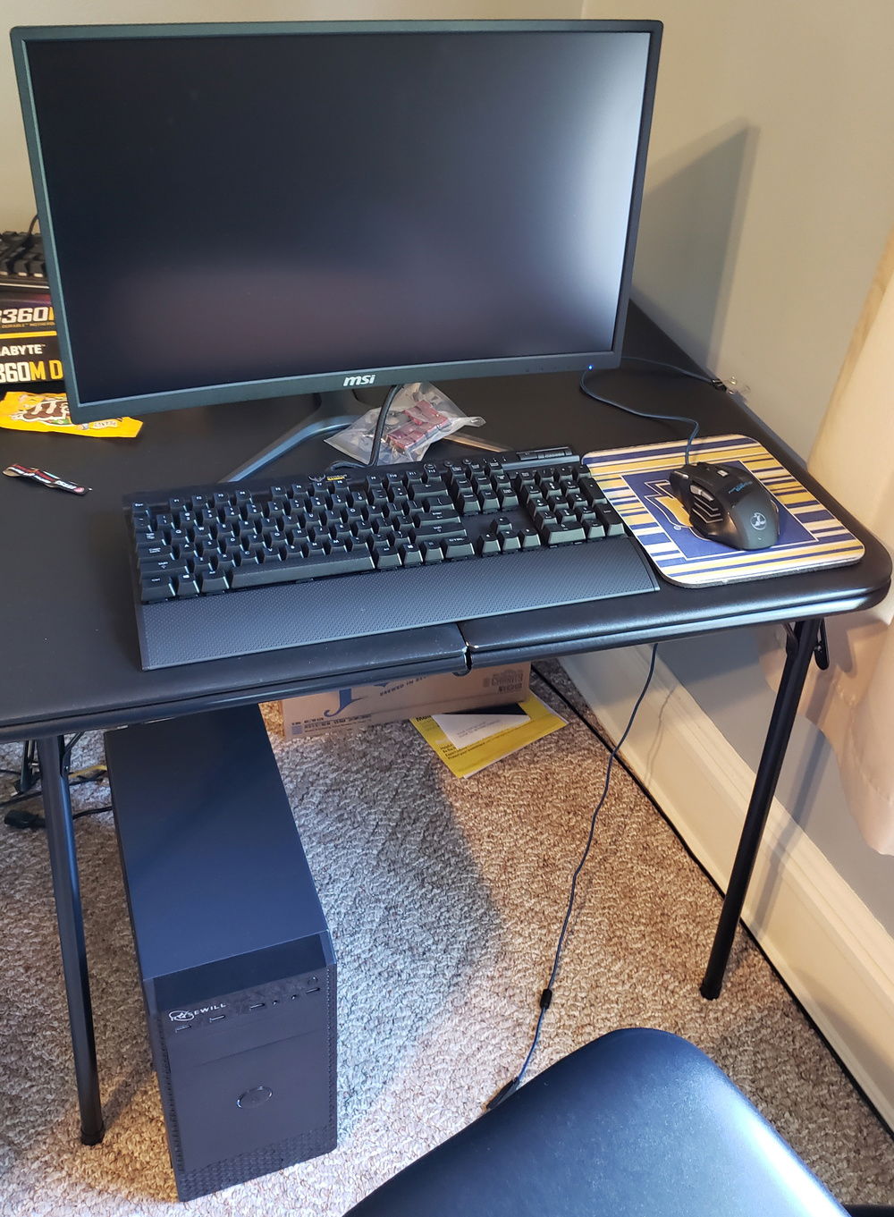 Full set up (excuse the card table not much extra space in my apartment).