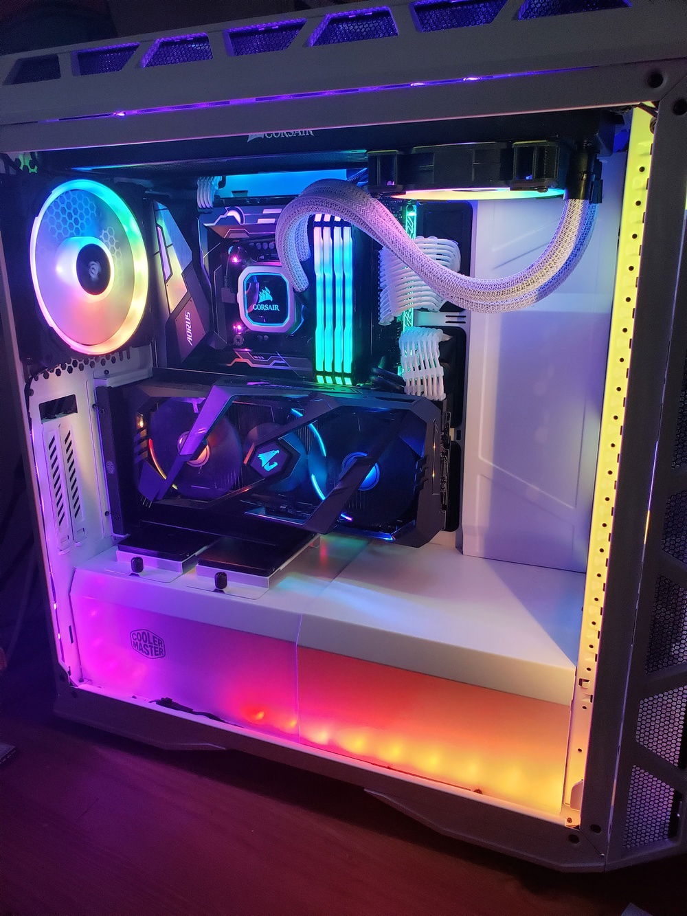 Internal view with RGBs set to rainbow vomit.