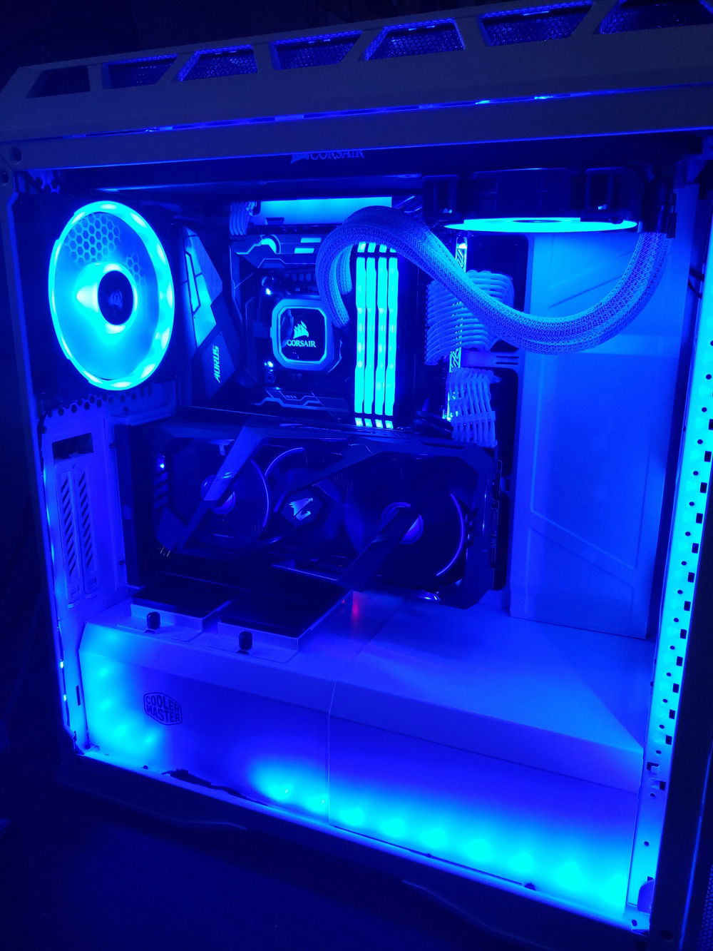 360mm Radiator is at top, I planned to do push/pull, but there wasn't enough clearance with the VRM heatsinks on the motherboard.