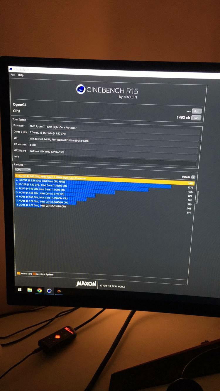 Bad picture but this was the cinabench score of the build.