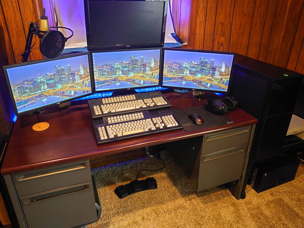 4/24/2020: Moved desk into another room, rearranged some stuff. Here's what it looks like today! Also, new camera!