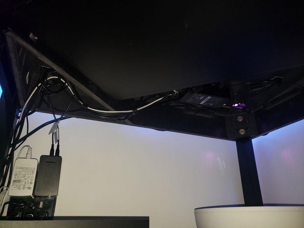 Wiring underneath the desk