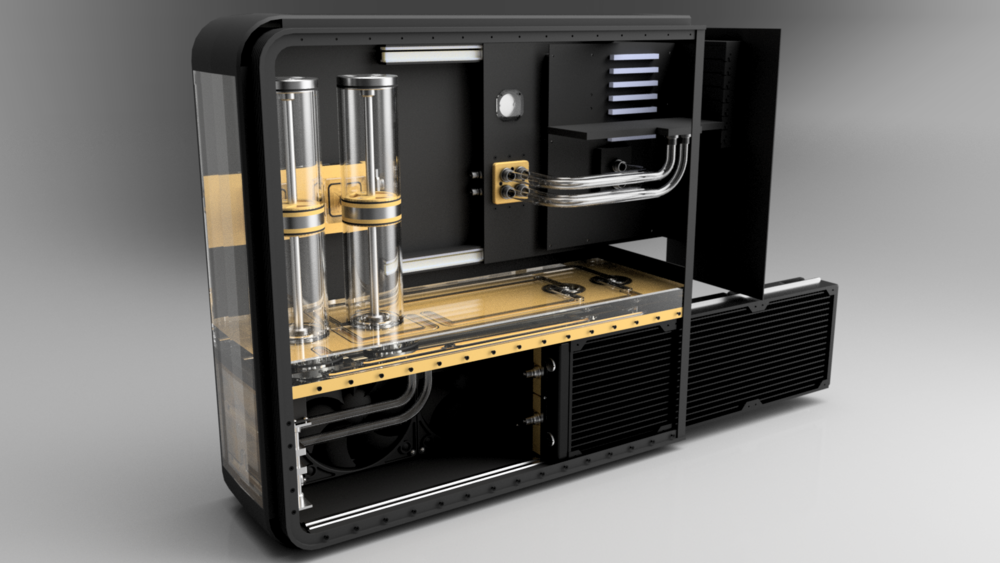 Radiator and Mainboard-Tray "ejected".