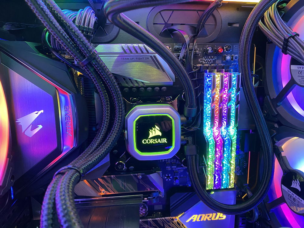 Small preview, please follow for the final build pics, videos and benchmarks: 
 
https://builds.gg/builds/first-ever-build-gigabyte-z390-aorus-extreme-with-g-skill-trident-z-royal-64-gb-ddr4-3200-cas-latency-14-ram-lots-of-corsair-and-asus-lots-of-rgb-personal-gaming-currently-spent-over-11k-dream-pc-21263